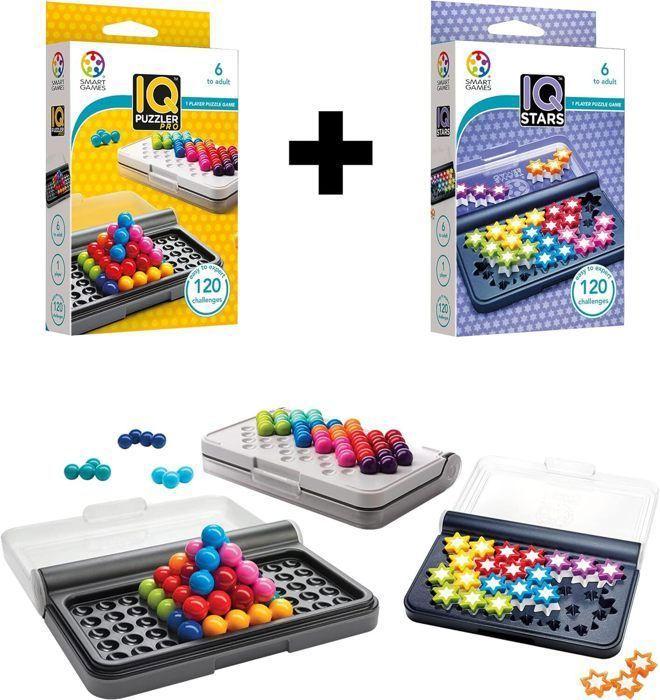 IQ Puzzler Pro + IQ Stars - Puzzle Enfant 6 Ans - Jeu De Societe Enfant 6 Ans - Jeux De Société Enfant - 240 défis - Jeux Voyage