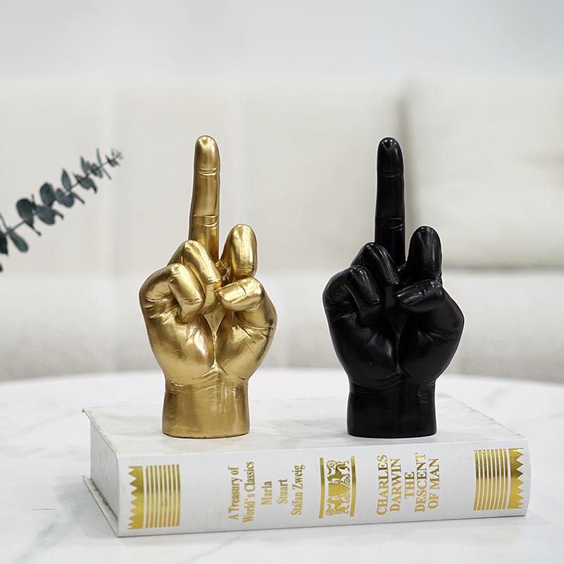 Middle Finger Sculpture: Unique Resin Decor for Home or Bedroom