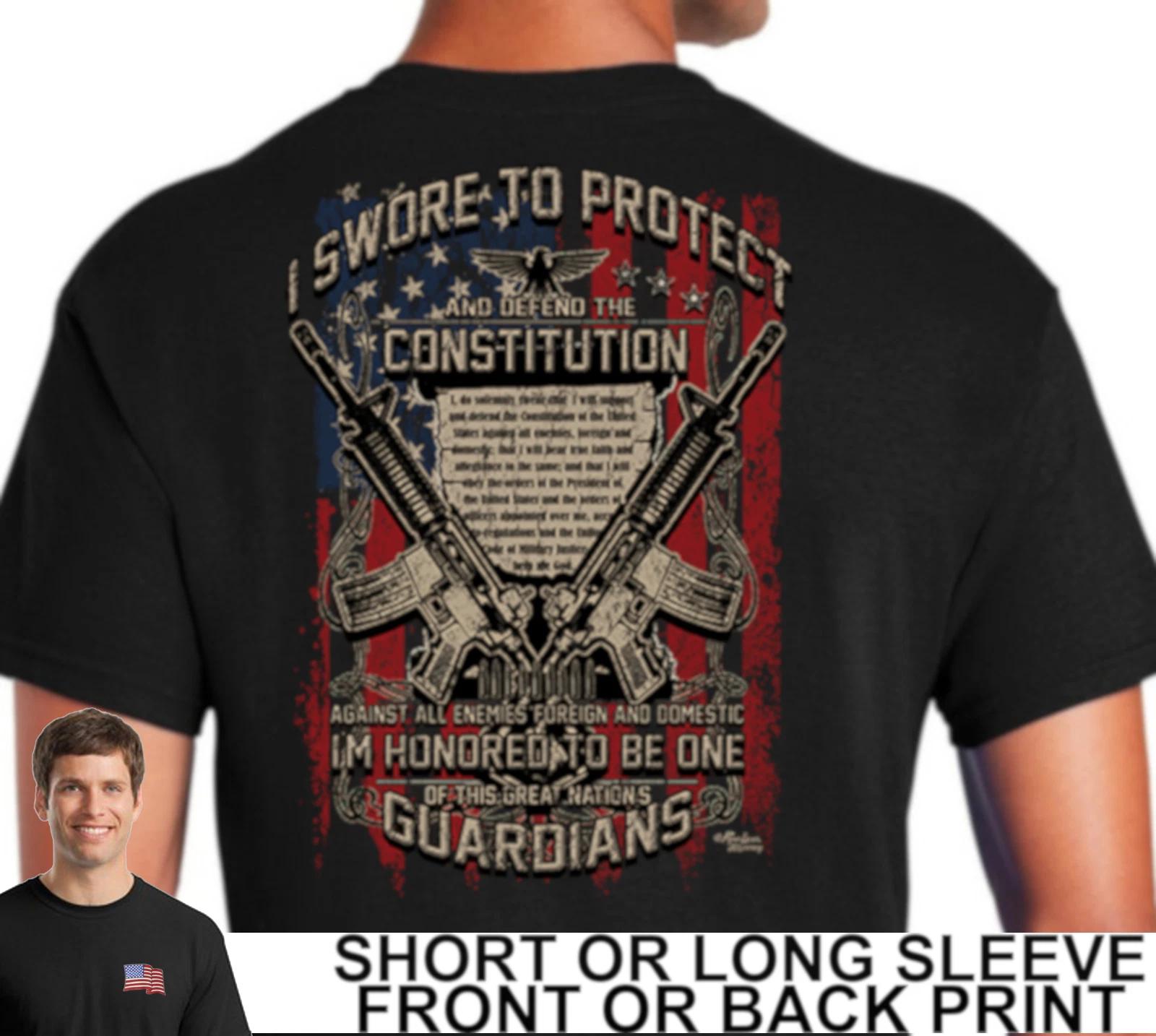 U.S. Armed Forces Military Oath Of Enlistment Guardians AR15 Rifles Mens T-Shirt XXXL