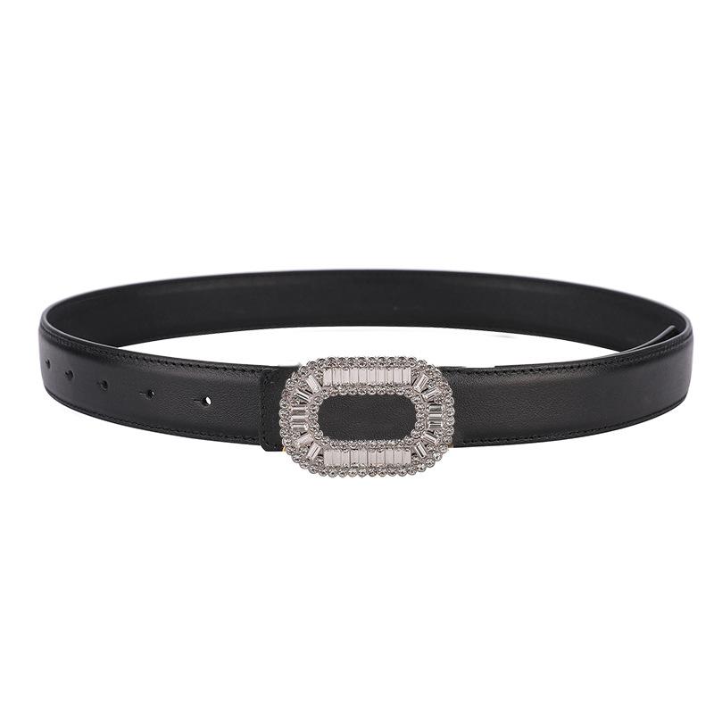 

Mei Rhinestone-embellished top grain leather belt - perfect for jeans, dress pants, and more чёрный