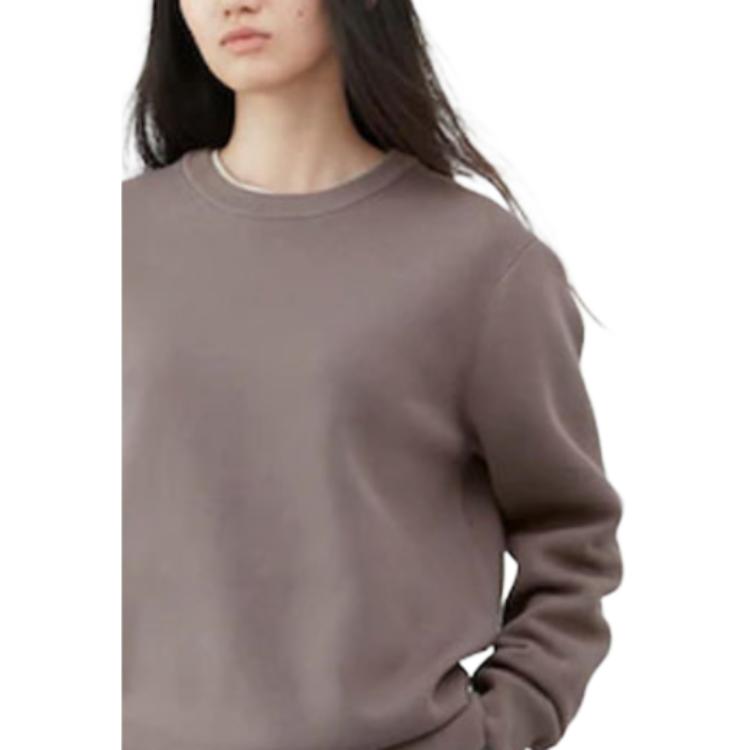 Uniqlo Solid Ribbed Pullover Round Neck Long Sleeve Knit Sweater Unisex Sweater Dark-Beige 461408-32