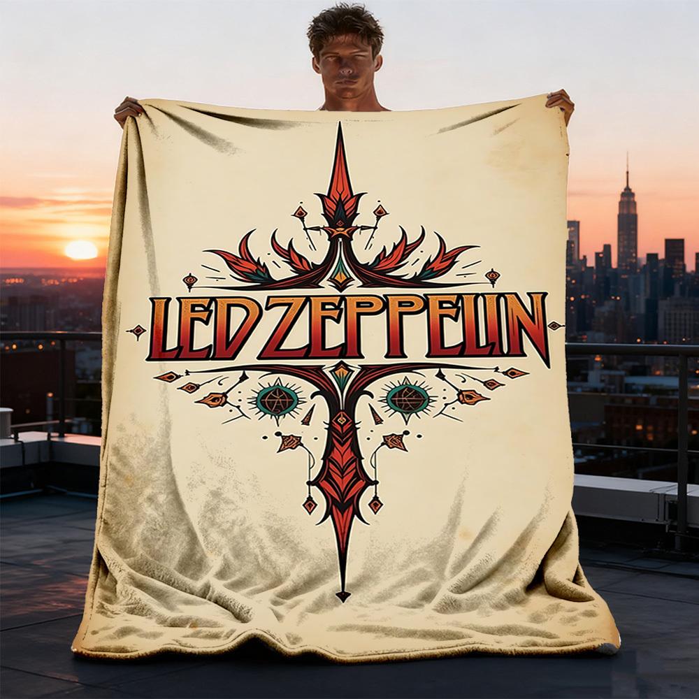1pc Led Zeppelin Outdoor Flannel Blanket Gift For Boys Girls Adults, Family Friends