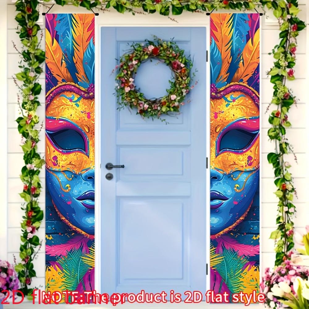 2D Flat, 2D Flat - 2D Flat, 2D Flat - 2D Flat Reusable Carnival-Themed Couple Banner (Includes Chinese Couplets) - Colorful Indoor/Outdoor Decor for V