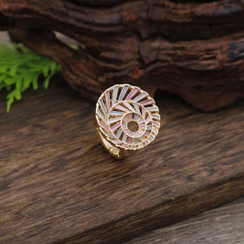 New Enamel Color Round Hollow Line Elastic Ring Women's Creative High-end Geometric Line Ring