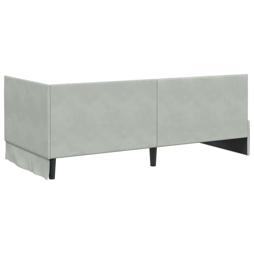 Corner Bed Frame with Headboard Light Gray 90 Cm X 190 Cm Velvet