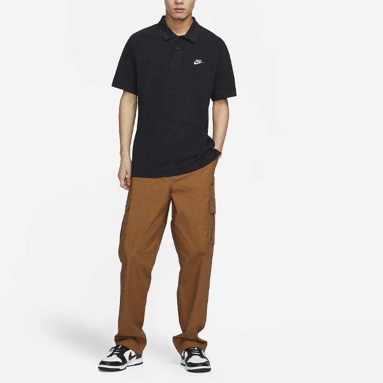 Nike Club Logo Embroidered Casual Knit Short Sleeve Polo Men Tops Black FN3895-010