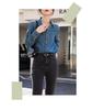 2025 Women's Chic Retro Denim Shirt - Soft Cotton, Long Sleeve, French Style for Spring/Autumn