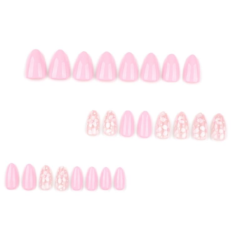24Pcs Press on Nail Almond Glues on Nail French Fake Nail Designs False Nail Artificial Nail Gifts for Women Girls