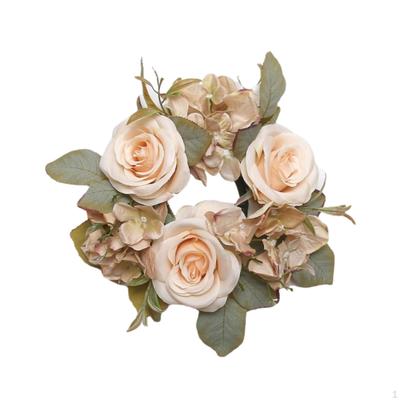 Anello per candela a ghirlanda di fiori di rosa, ornamento da appendere alla parete, decorativo per interni