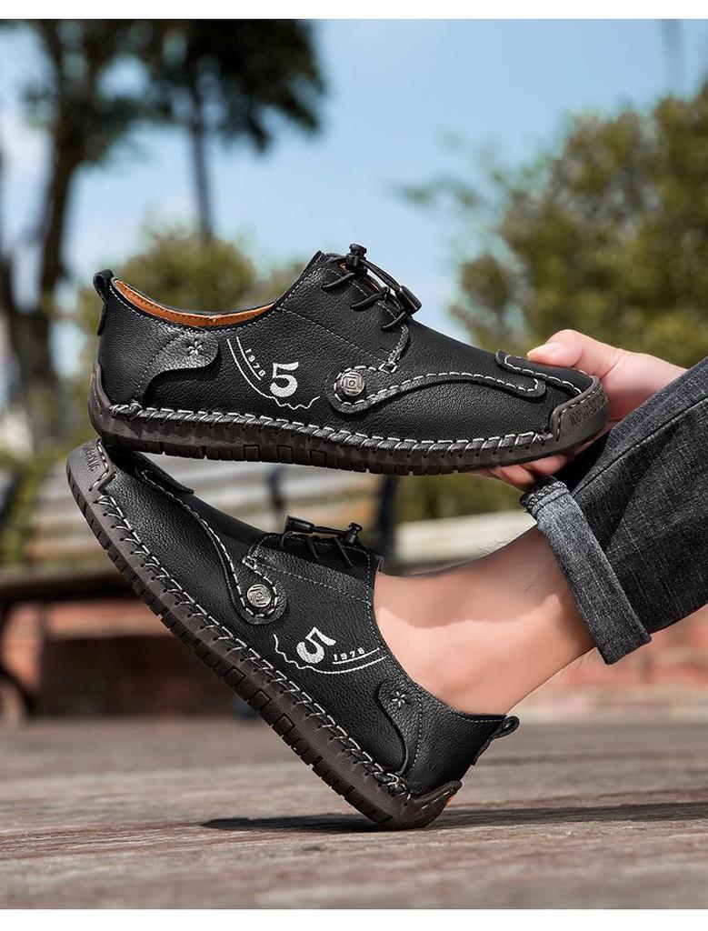 2025 Autumn Handmade Men's Large Size Casual Leather Slip-on Moccasins