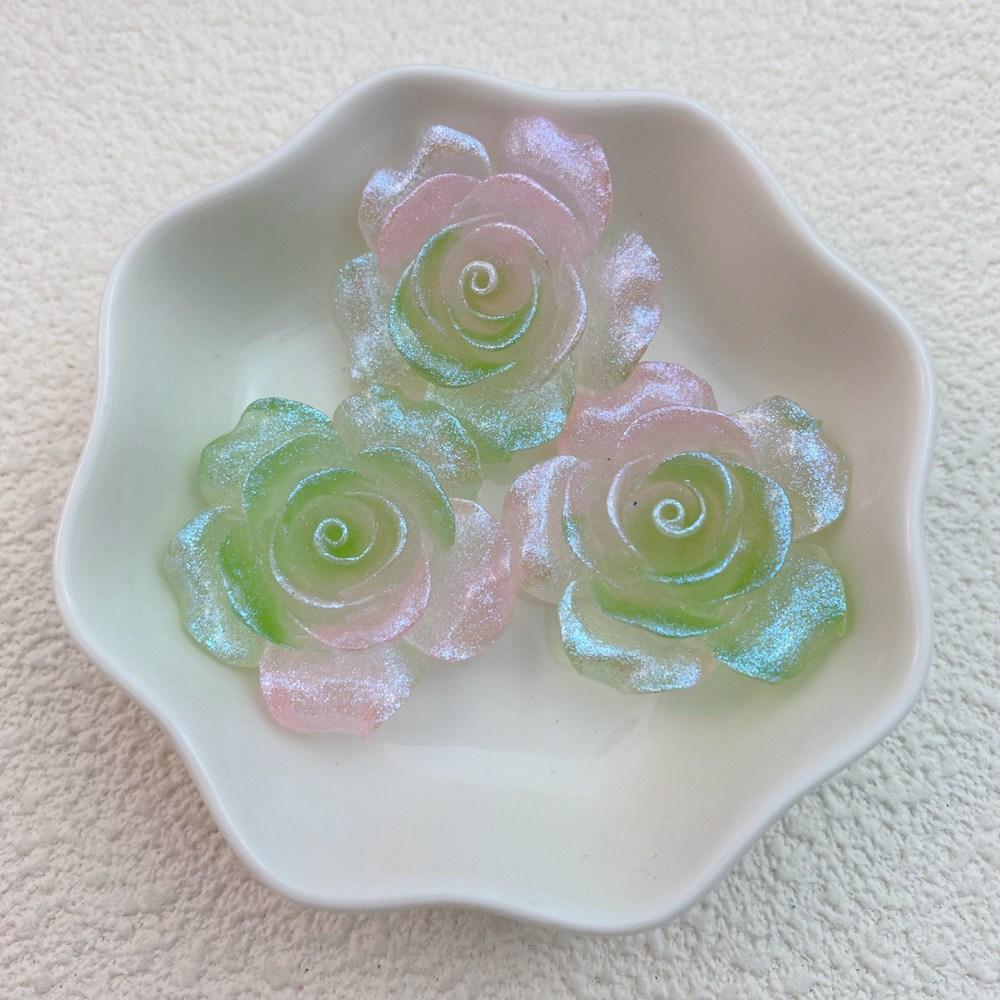 5Pcs New Cute Resin Sparkling Roses Series Flat Back Parts Embellishments For Hair Bows Accessories