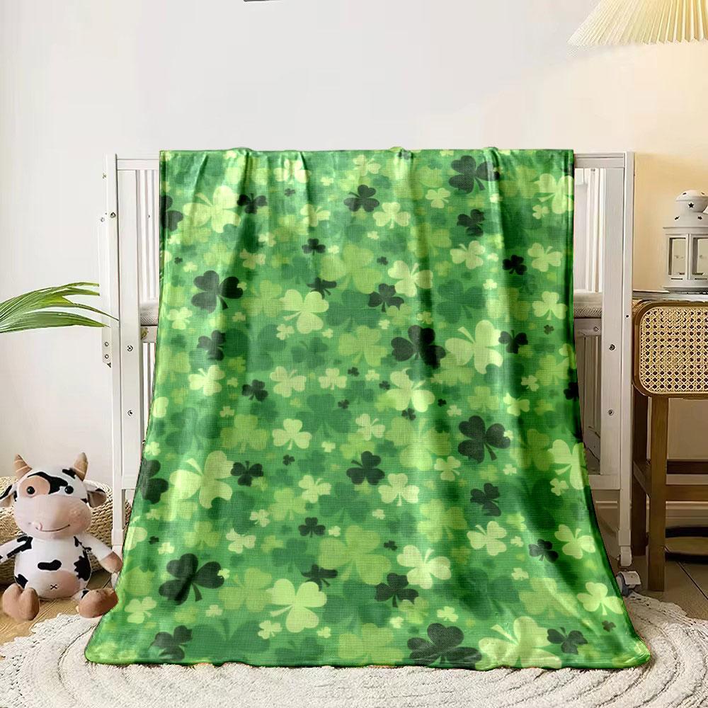 Green Shamrock Pattern Blanket Print Blanket Soft and Cozy Perfect for the Living Room Bed Sofa or a Nap,gift