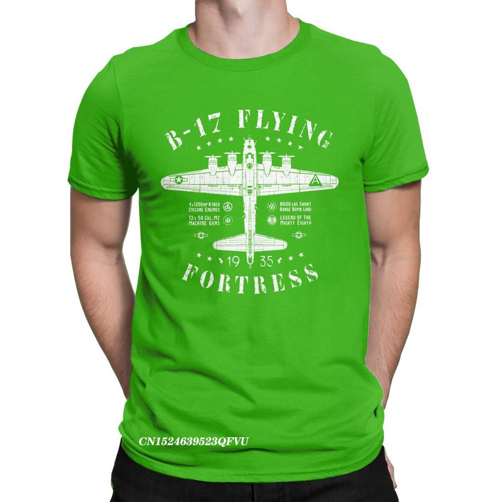 Funny B-17 Flying Fortress T-Shirts For Men Tops T Shirts Fighter Plane WW2 War Pilot Aircraft Airplane Tee Shirt Camisas