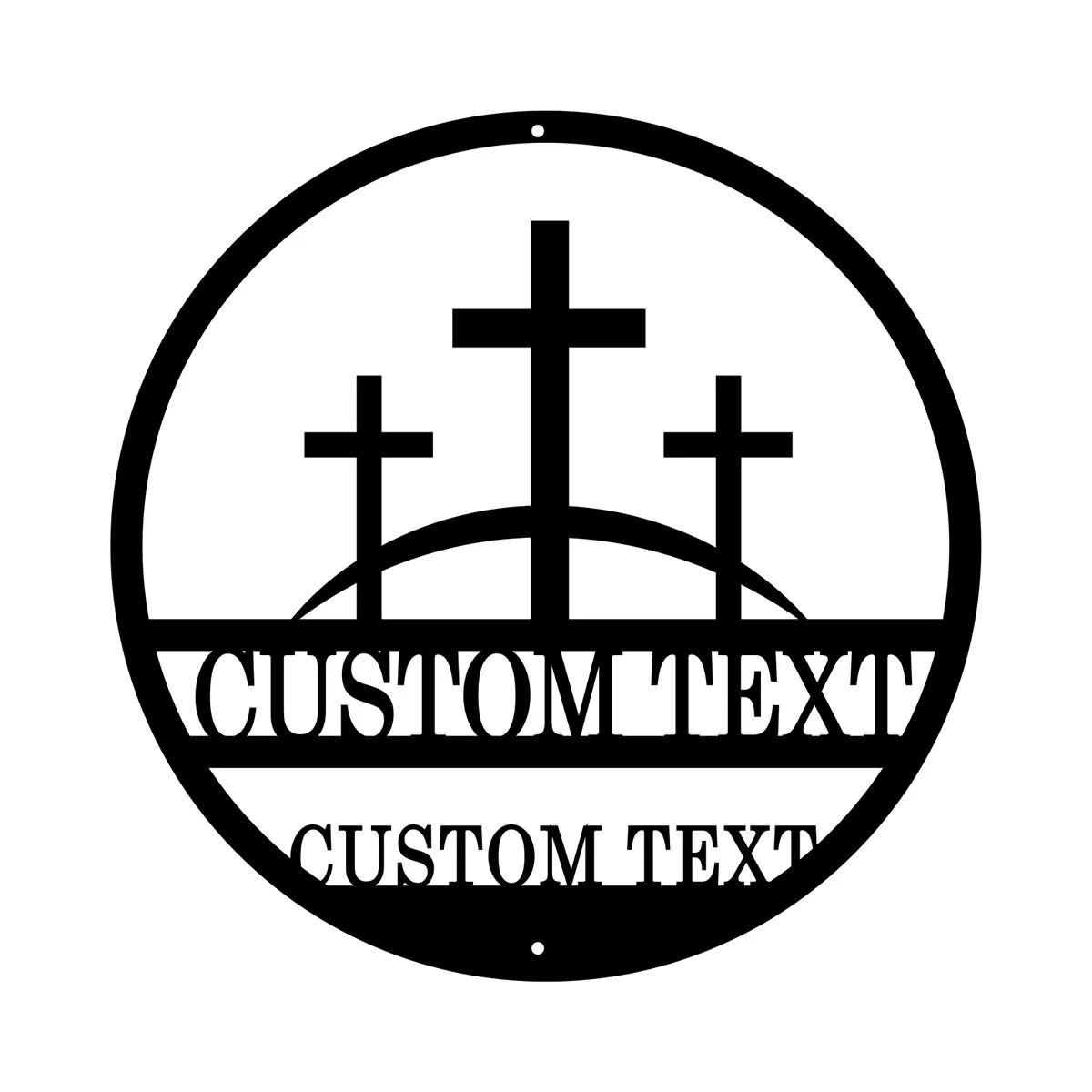 

3 Crosses on Hill Metal Wall Art, Christian Religious Decor, Calvary Scene Metal Sign, Rustic Home Gift, Golgotha Plaque