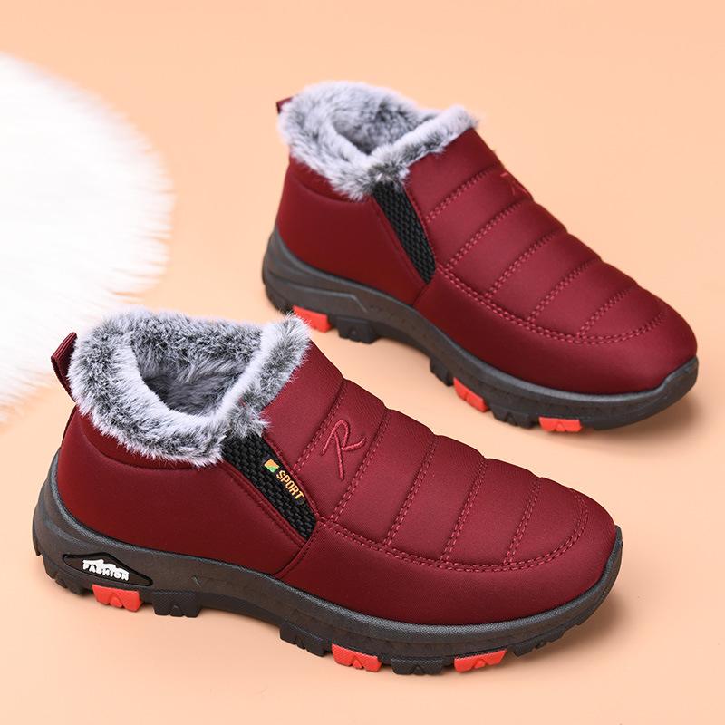 

Зимние теплые ботинки для женщин, водонепроницаемые короткие ботинки, мокасины с подкладкой из искусственного меха, женские удобные нескользящие кроссовки для ходьбы на открытом воздухе 40