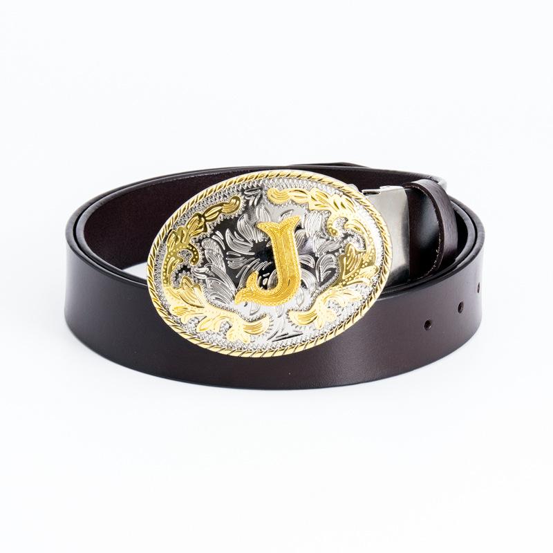 

Позолоченная английская буква J пряжка ремня головка пряжка ремня золотой узор пряжка ремня 90cm