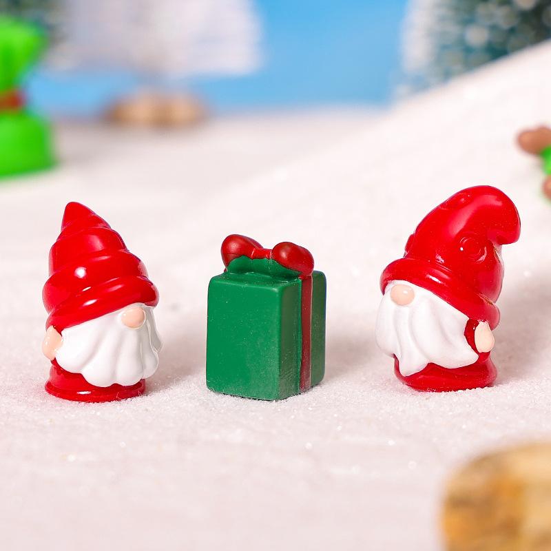 6/12Pcs Cute Mini Resin Gnomes Red Christmas Figurines For Diy Fairy Garden Fall Winter Thanksgiving Potted Plant Decor Gift