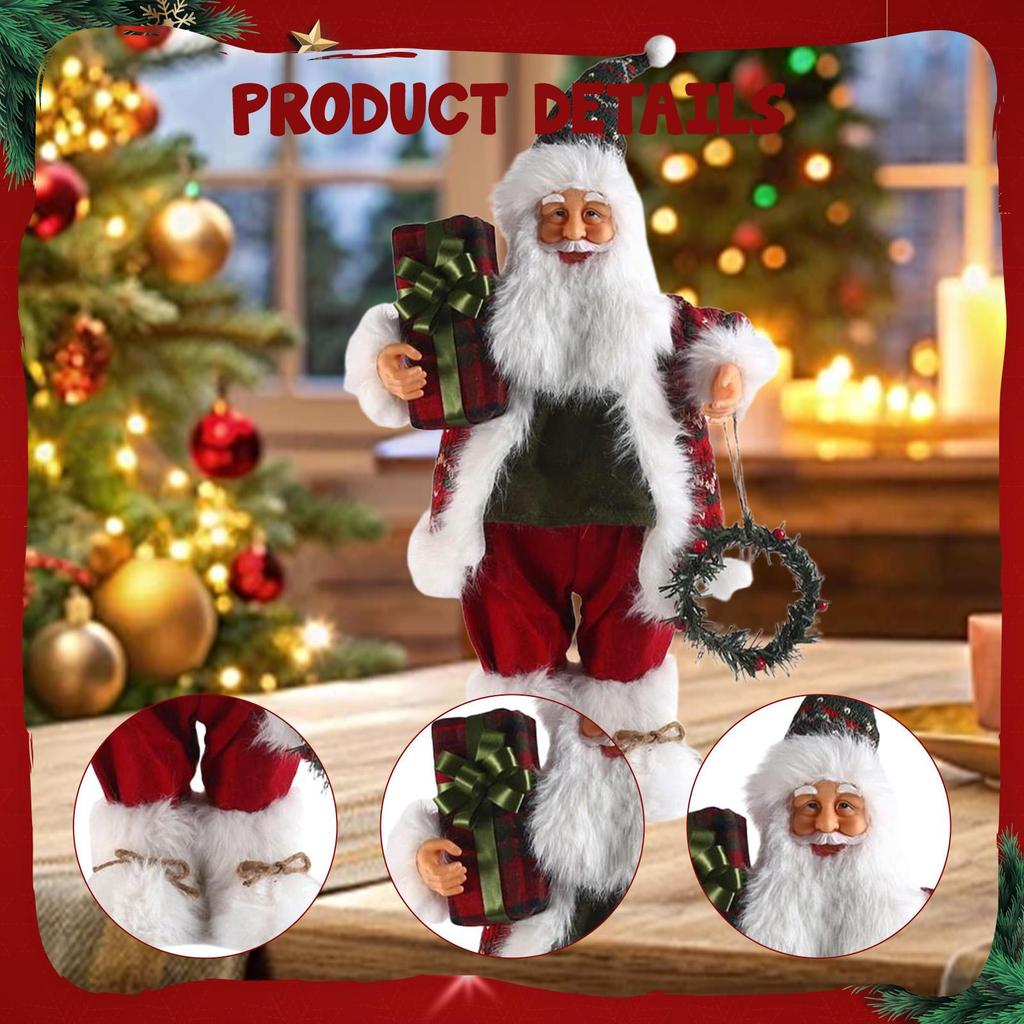 Santa Claus Figurine Christmas Doll Toy Adornment Traditional Standing Figure Xmas Decor for
