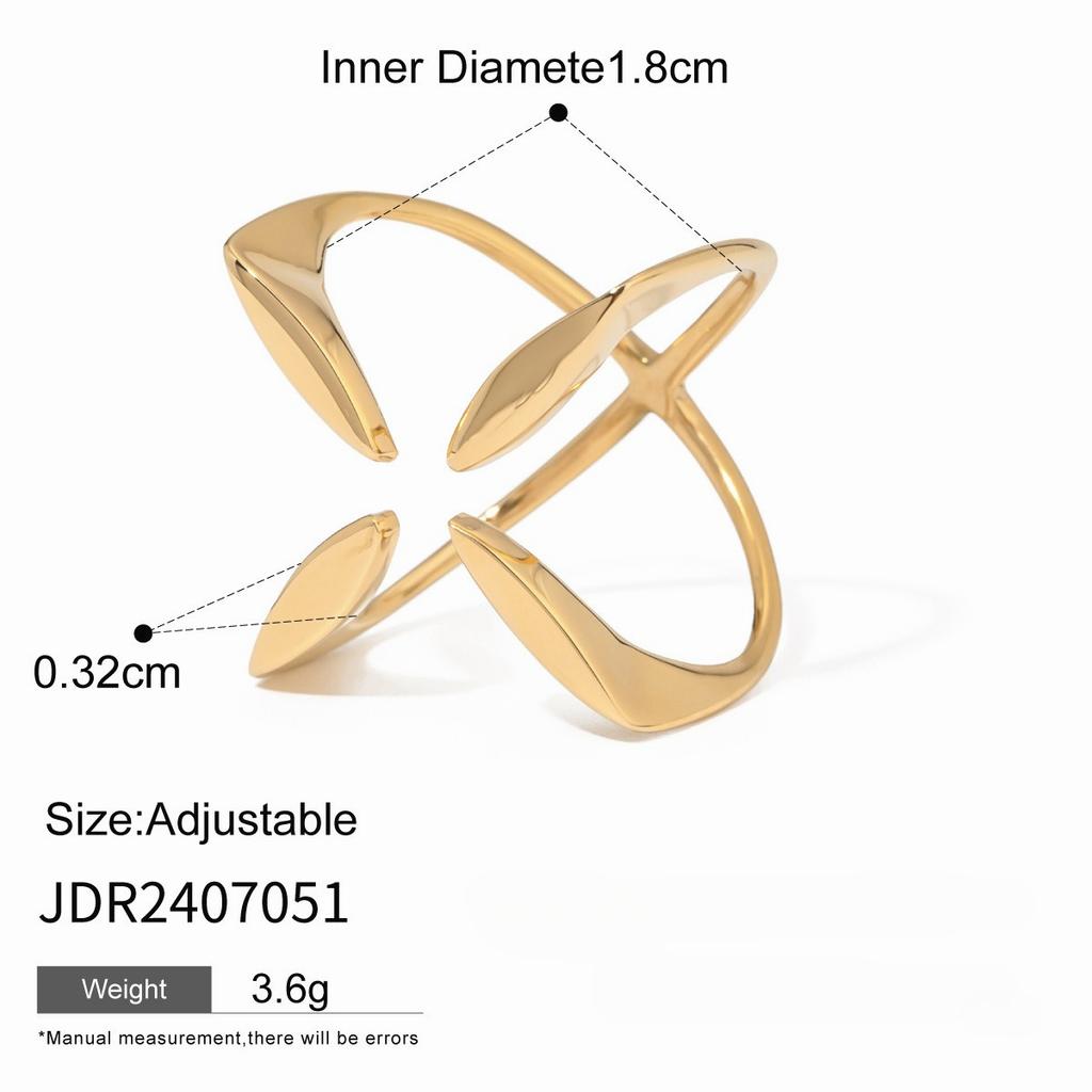 Unique Cross Clover Rings for Women Punk Silver Color Adjustable Cross Flower Ring Geometric Handmade Jewelry Gift