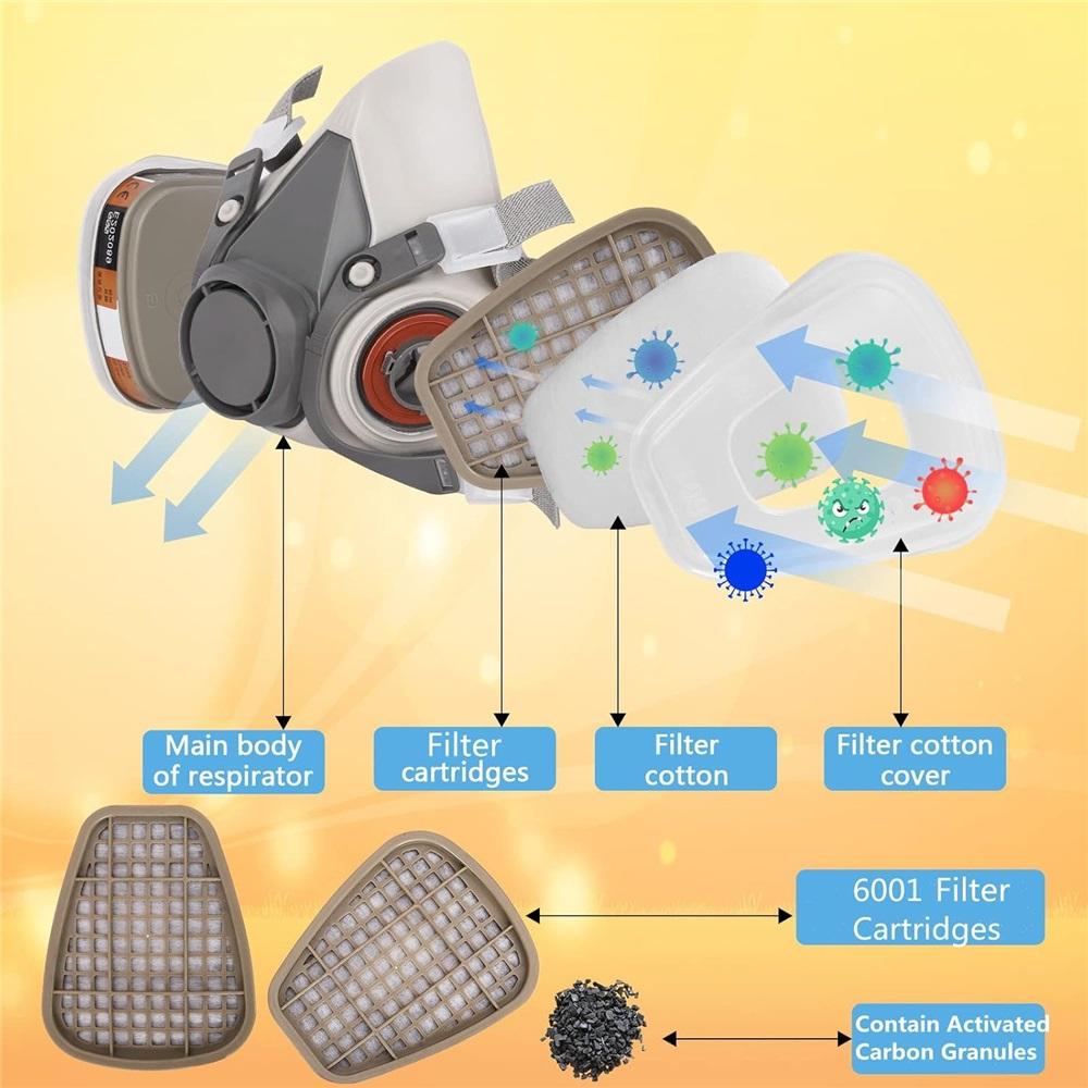 6001 Filter Cartridges For Respirator, Chemical Paint Organic Vapor Cartridges Filters Compatible With 6200, 6800, 7502, 7503 Respirator