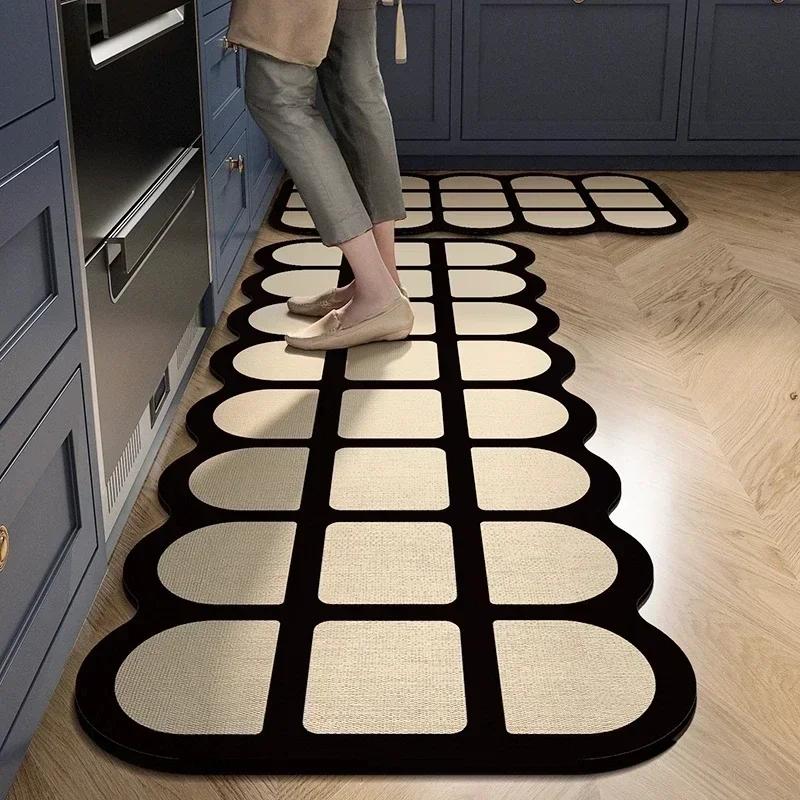Modern Minimalist Kitchen Mats Waterproof Anti-Fouling Pvc Oil-Proof Soft Carpet Easy Care Balcony Non-Slip Rugs Tapis