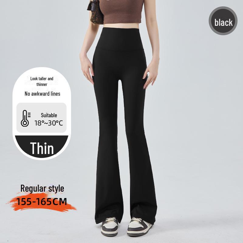 Women's High Waist Tummy Tuck Fleece Flared Yoga Pants for Autumn/Winter