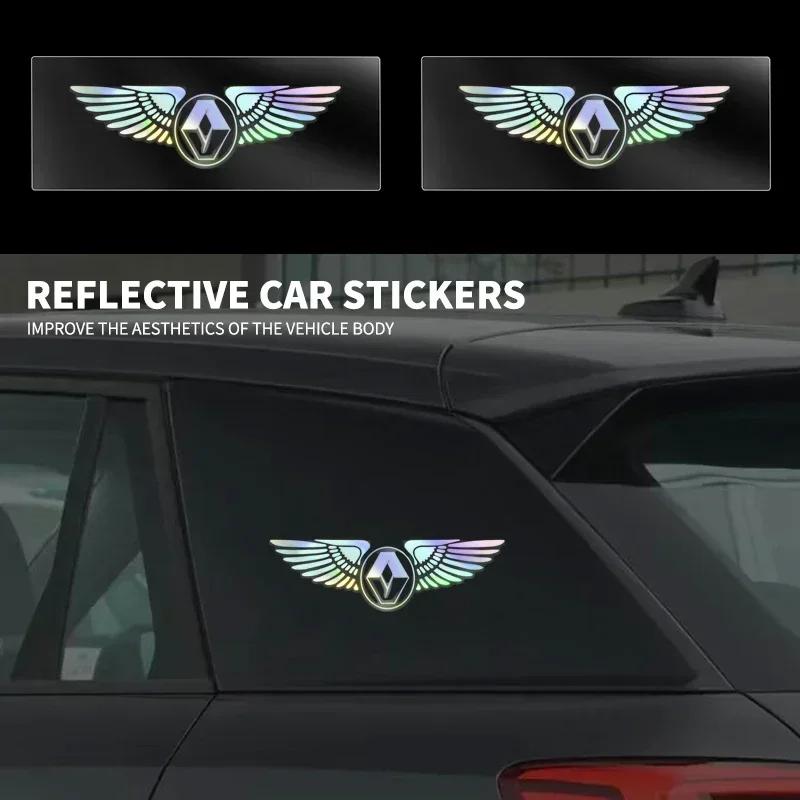 Laser Rainbow Angel Wings Car Fuel Tank Decals For Renault Megane 1 Scenic Logan Laguna Espace Symbol Clio 4 RS Dacia ZOE Koleos MM1