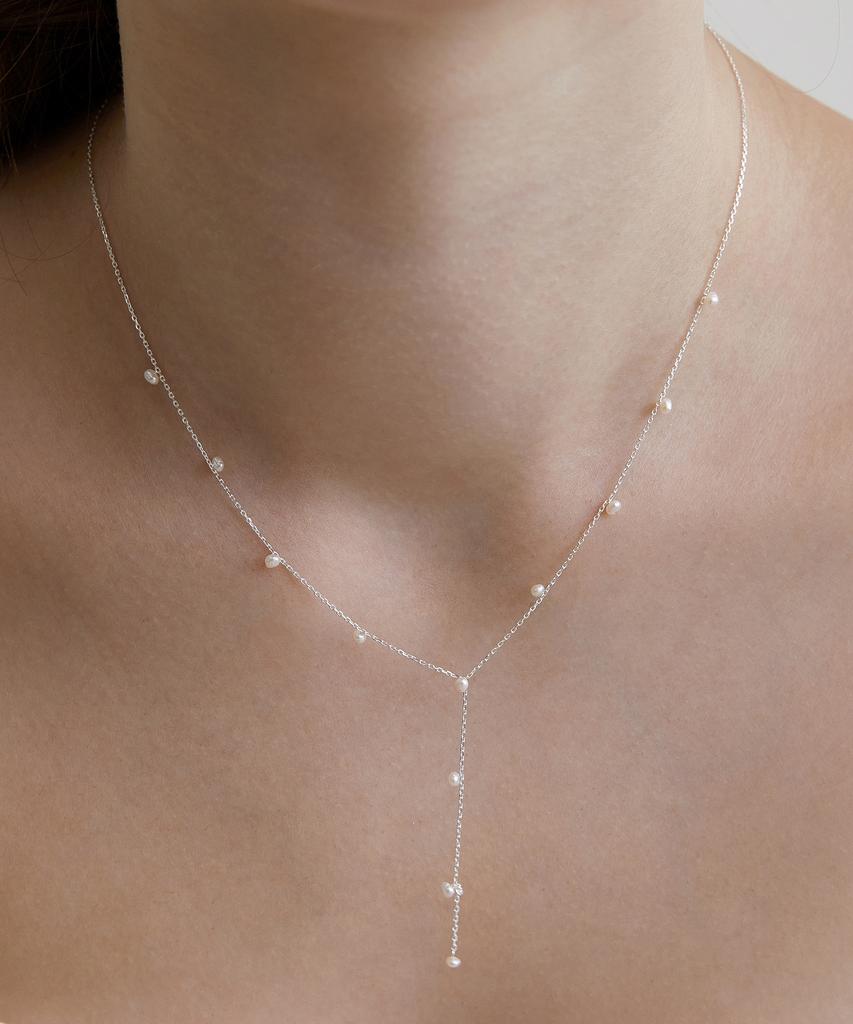 Tatiana (Silver 925) Delicate Pearl Y Chain Necklace Nz2420