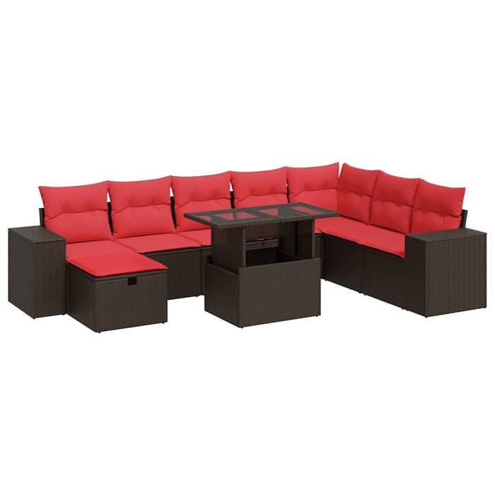 VidaXL Garden Lounge Set with Cushions 9 Pcs Black Braided Resin Acacia 3327964