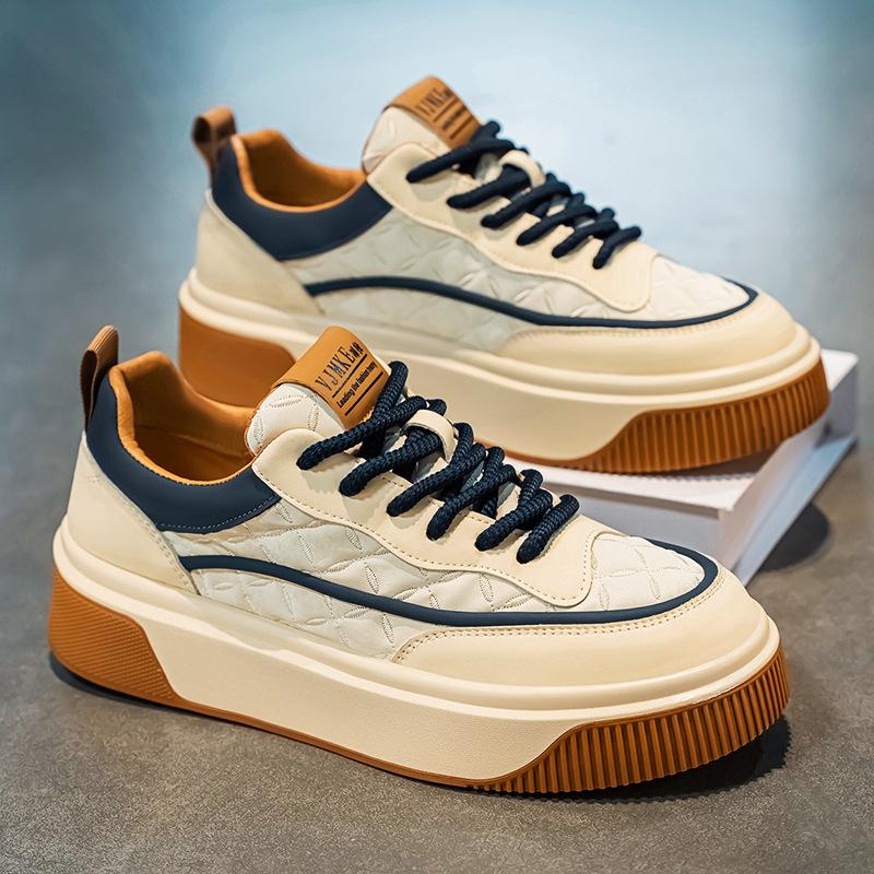 Leather Light Comfort Casual Shoes Men Thick Soled Anti Slip Running Shoes Fashion Versatile Flat Board Shoes Hombre Sneakers