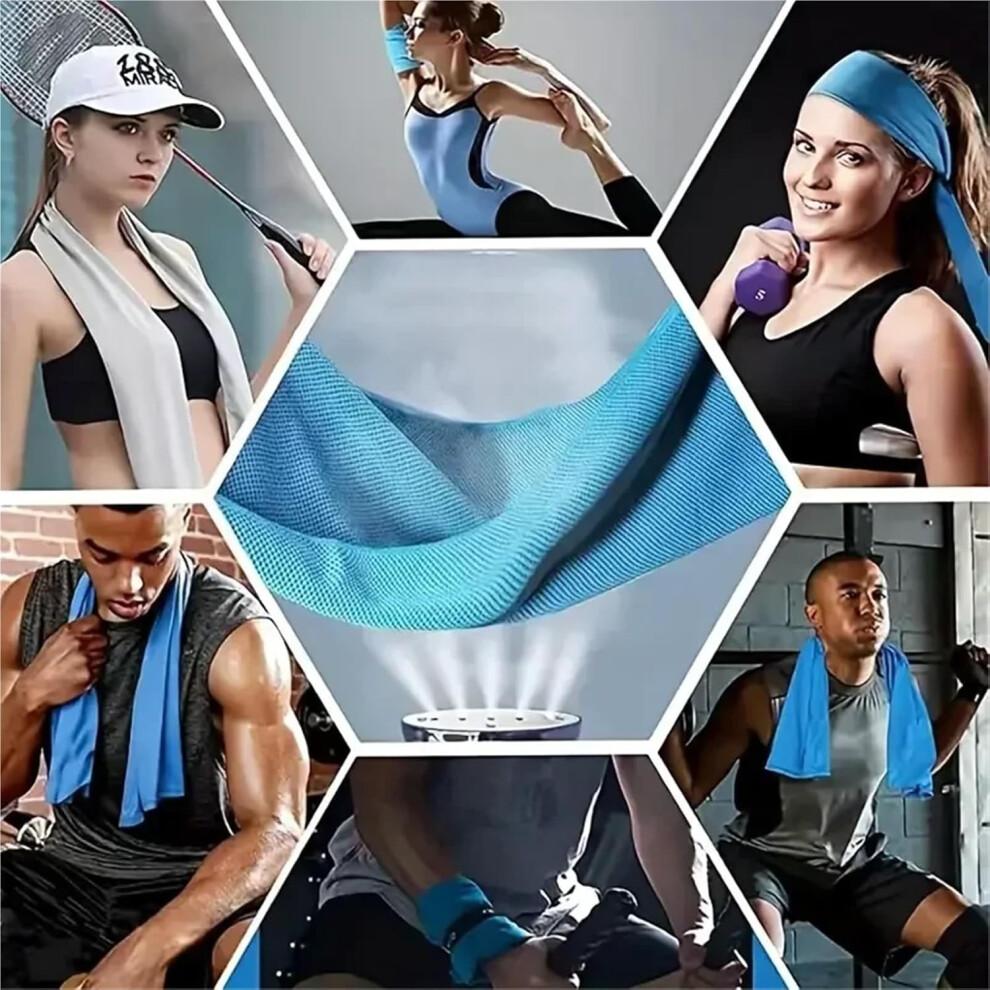 Cooling Sport Towel with Mini Silicone Gel Case Quick Dry Polyester for Gym Running Outdoor (Orange)