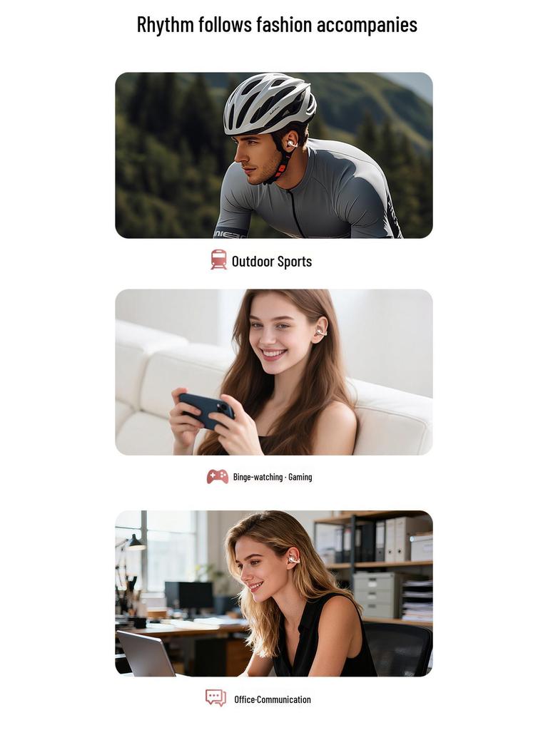 OWS Heart-Shaped Bone Conduction Wireless Earphones with Clip-On Lanyard & Ultra-Long Battery Life