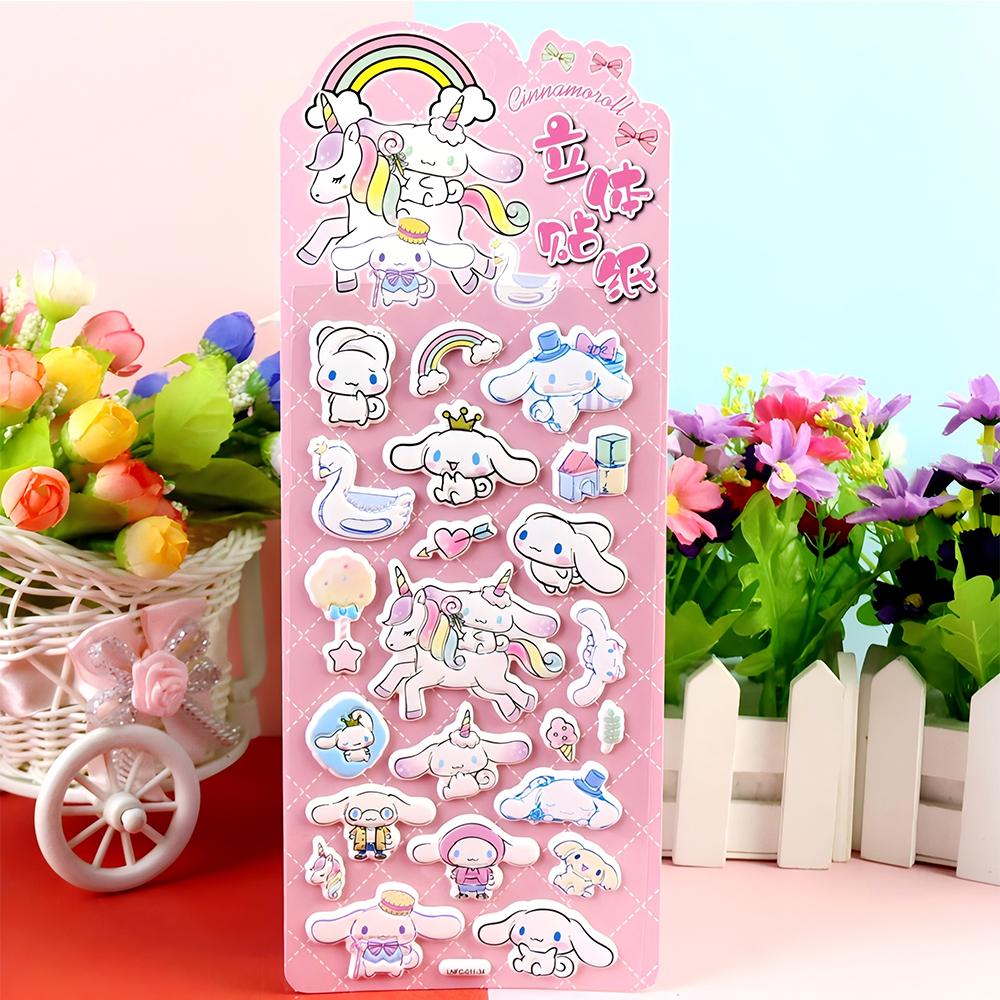 4Pcs Funny Cute Sanrio Cartoon Cinnamoroll 3D Bubble Stickers Diy Laptop Phone Fridge Kawaii Decoration Puffy Decals Gifts