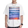 Beach Sunset Ocean Waves Printing Athletic Men Women Cotton Short Sleeve Tees, S-XL, Summer Fit