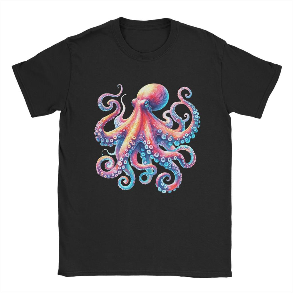 Octopus Colorful Scuba Dive TShirt Beach 100 Cotton TShirts For Couple Hip Hop Casual Tee Shirt Short Sleeve Vintage Tees