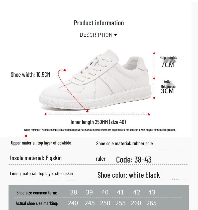 Men's German Training Shoes - 2025 Autumn Collection: Genuine Leather, Versatile & Fashionable White Casual Sneakers