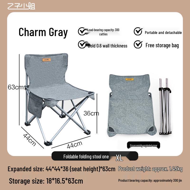 Stainless Steel Folding Outdoor Chair with Backrest for Picnic, Fishing, Sketching, and Camping