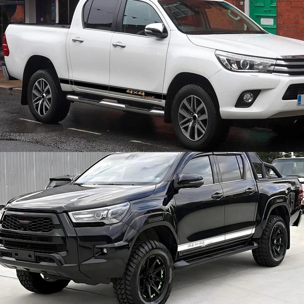 2PCS Car Long Stripes Sticker 4X4 Sport Vinyl Decor Decal Self Adhesive PVC Car Body Decoration Accessories For  Hilux