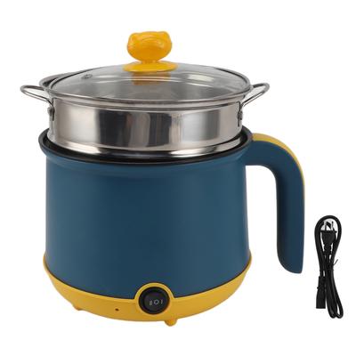 Panela Elétrica de Cozinhar 1.8L 600W Aço Inoxidável Alça Anti-Queimadura Tampa Transparente Panela Elétrica para Casa