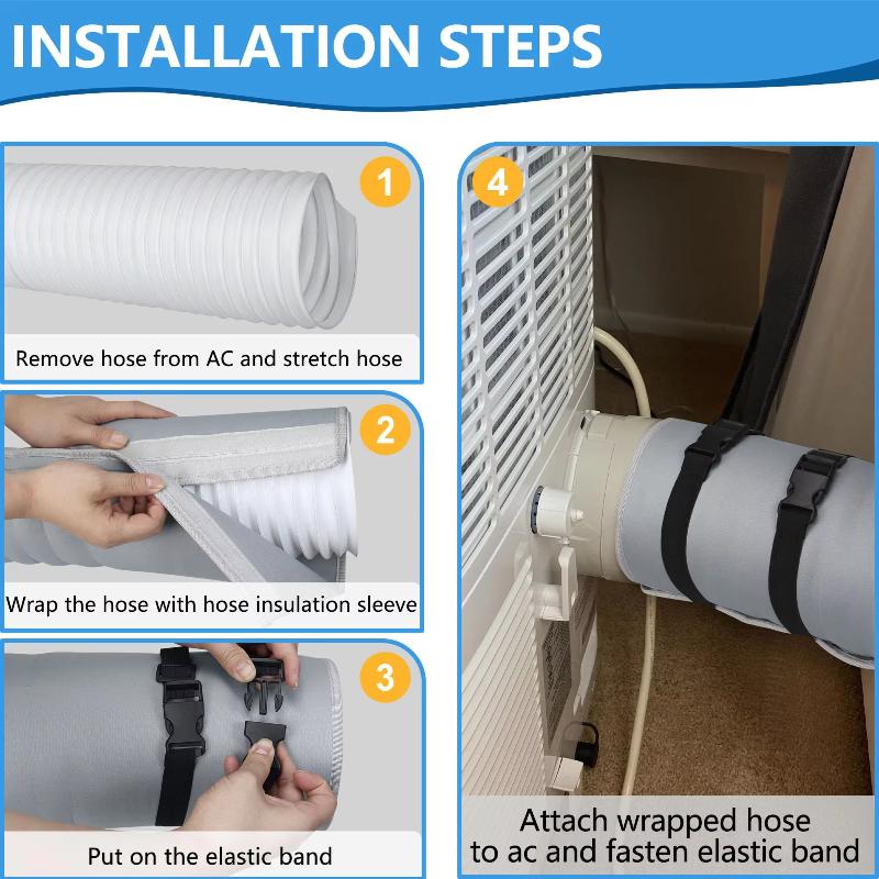 Portable Ac Hose Insulation Sleeve Air Conditioner Hose Cover Wrap For Exhaust Hose Easy Installation Ac Duct Insulation Wrap