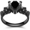 Gothic Skull Heart Ring for Women, Black Gold Tone with Red Purple Crystal Zirconia, Ideal Gift for Valentine's Day Mother's Day