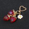 Cute Heartshaped Strawberry Sunflower Keychain With Metal And Acrylic For Girls And Teens