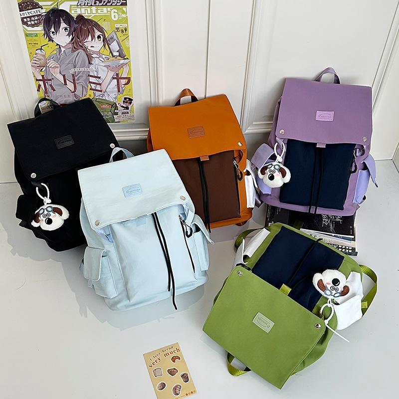 New Schoolbag Female Student Lightweight Large Capacity Contrasting Color Leisure Outdoor Travel Commuting Simple Backpack
