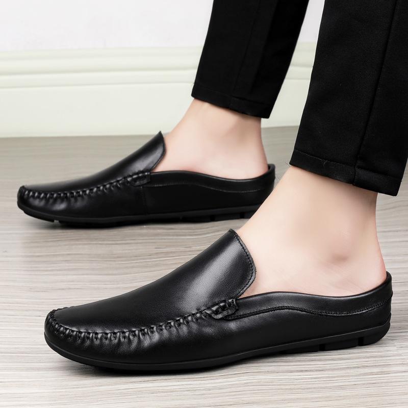 Men's Genuine Leather Breathable Closed-Toe Slip-On Driving Loafers, Size 46
