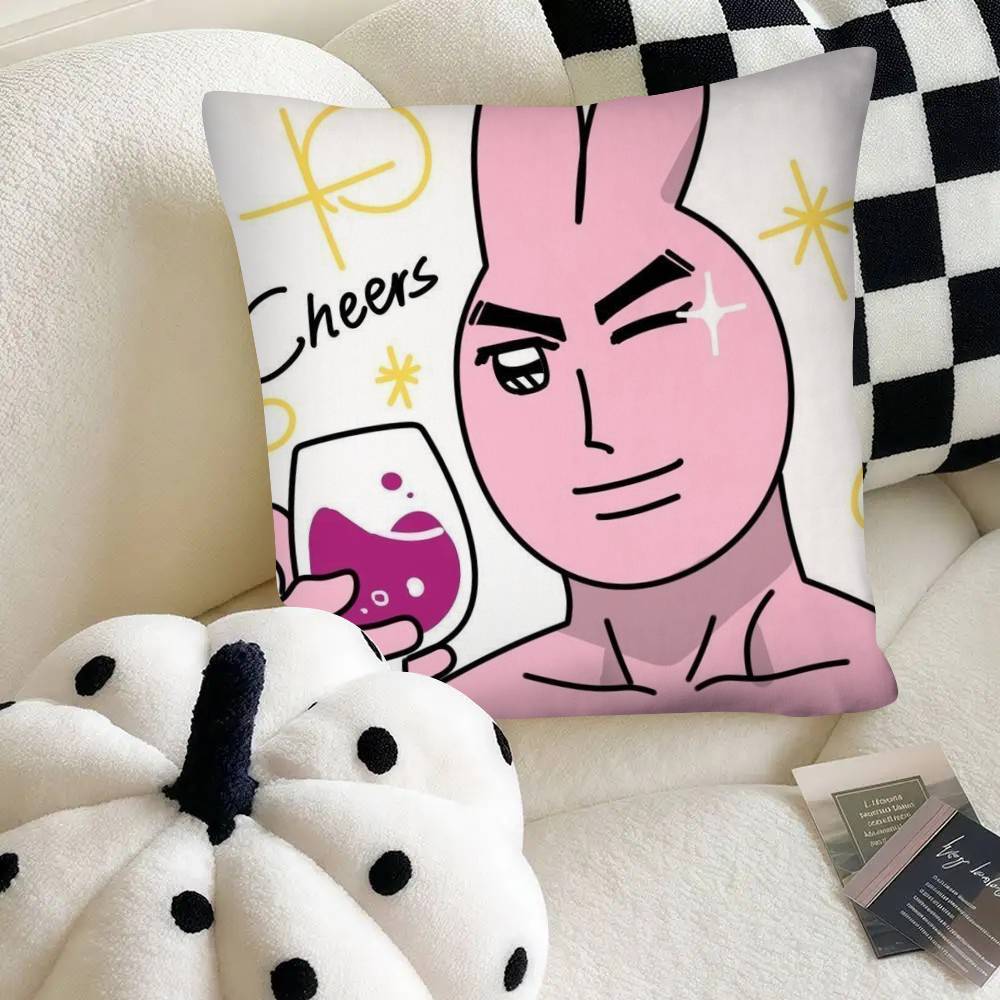 

PPink Rabbit Pillow Case Fashion Square Pillowcase Bedroom Sofa Room Ins Decoration Leisure 40x40cm16x16in