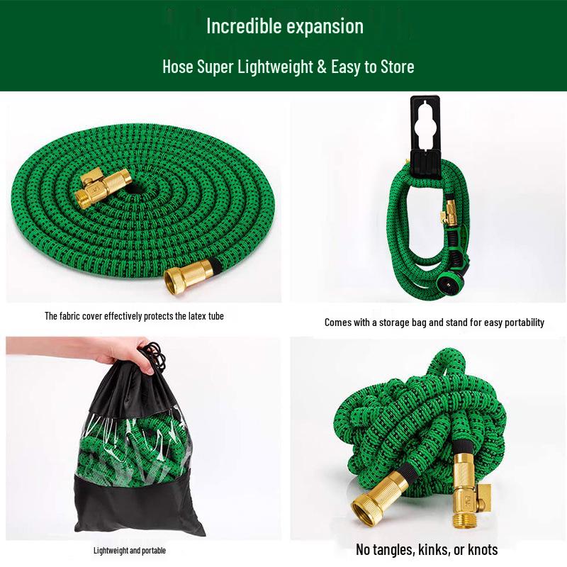 Gedeng 3x Telescopic High-Pressure Garden and Car Wash Water Hose Set with Spray Gun