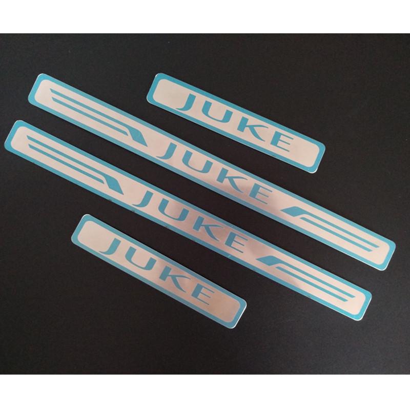 

Ультратонкие накладки на пороги из нержавеющей стали, накладки на педали для Nissan JUKE 2010 2011-19, автомобильный Стайлинг серебряный