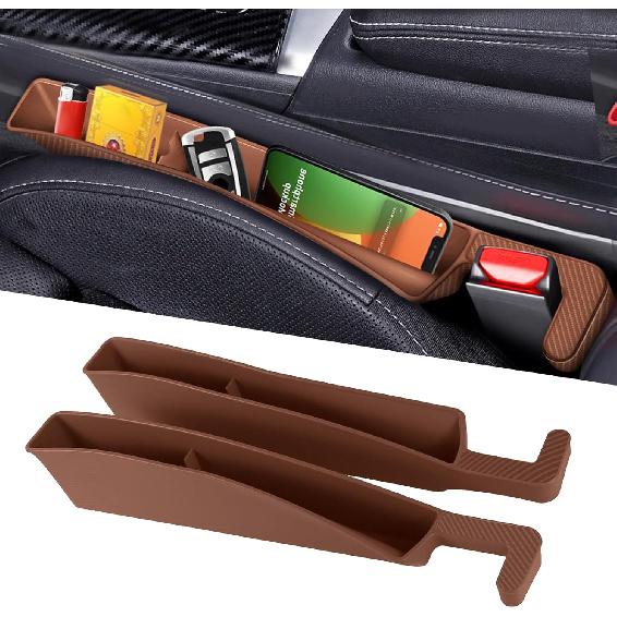 2PCS Car Seat Gap Filler Organizer, Multifunctional Seat Gap Storage Box for Phone Key, Stop Things from Dropping Between Seat and Console, Universal