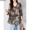 MODIQUE Spring Summer Plus Size New Women Loose Vintage Print Blouse Shirts Female Casual Folk Oversize Short Sleeve V-Neck Top