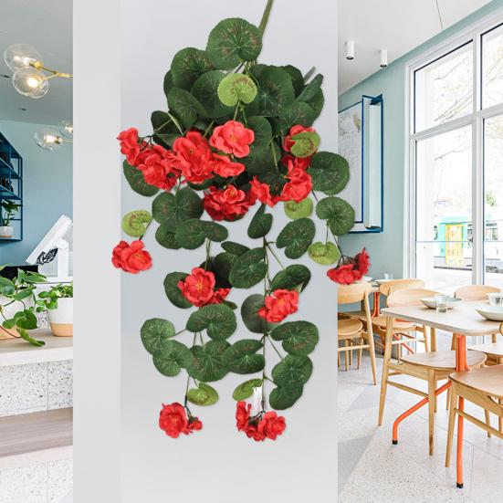 Hängende Künstliche Malus Spectabilis 11 Gabeln UV-Beständig Realistische Falsche Blume Hochzeitsparty Innen Außen Garten Wandbehang Kunstblume